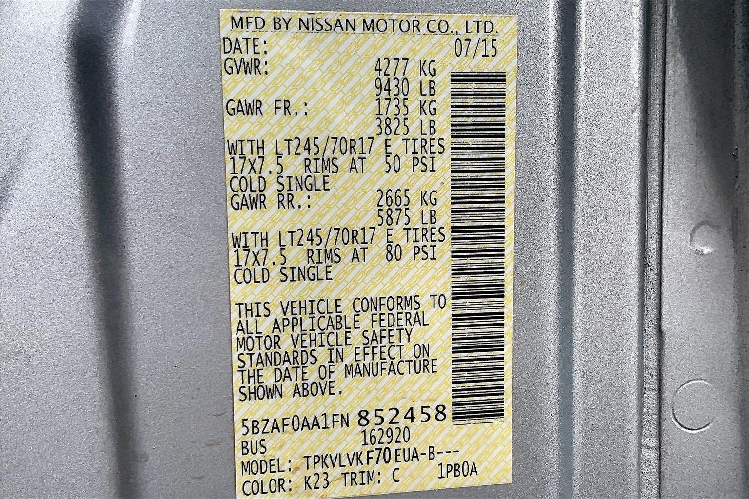 2015 Nissan NVP SL