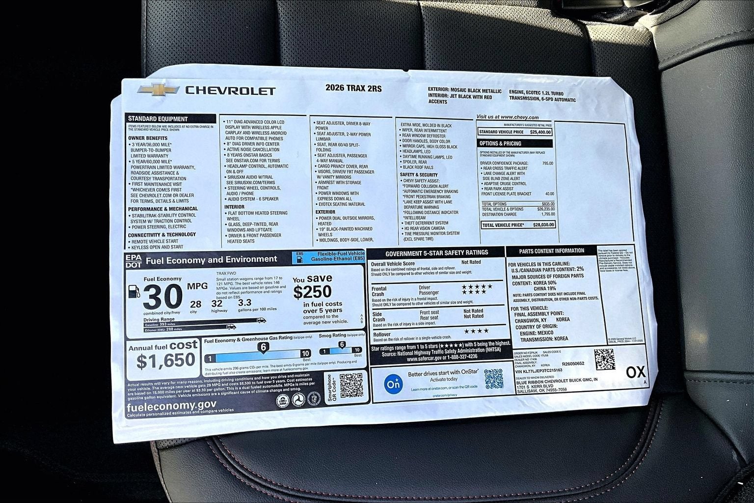 2026 Chevrolet Trax 2RS